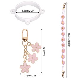 lasuroa Water Bottle Handle Charm Strap, Handle Strap and Charm Set for Owala Keychain Carrying Chain Cup Sleeve Included Compatible with Owala 24/32/40oz Water Bottle Decorations (Pink)