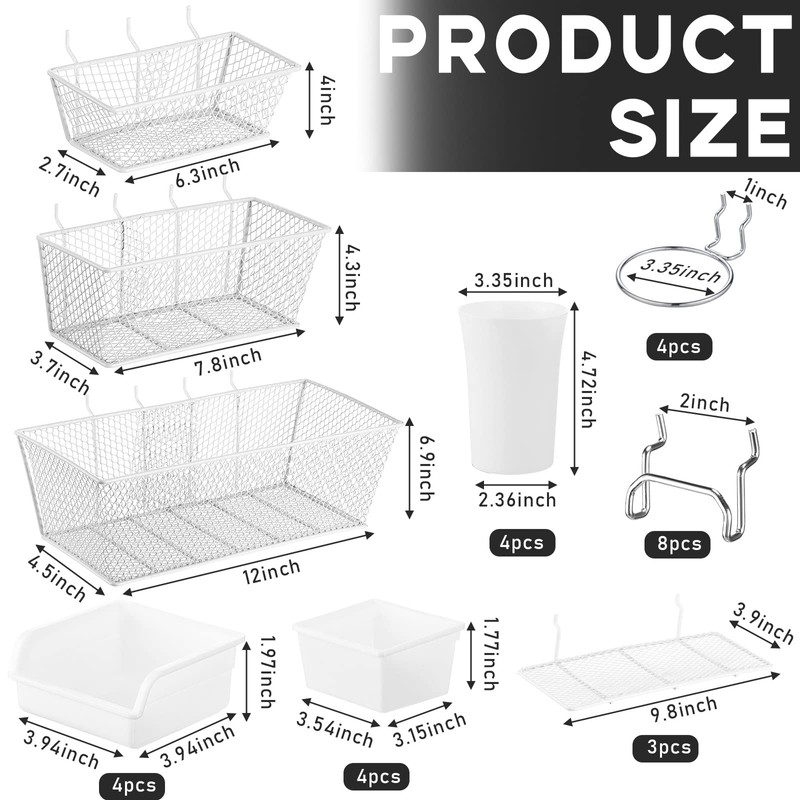 Sieral 30 Pcs Pegboard Organizer Accessories Kit Includes Peg Board