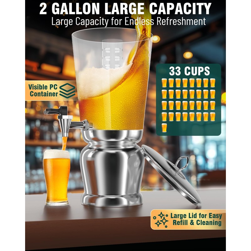 WantJoin Beverage Dispenser With Stand -2 Gallon Beverage Dispenser Drink