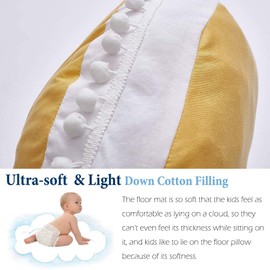 Kishome Large Floor Pillow Kids Round Floor Cushion Seating, 35 inches Big Circle Pillow, Round Pillows Seating for Children, Oversized Mat for Reading Nook Teepee Playroom Nursery Canopy Yellow