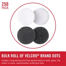 VELCRO Brand Dots with Adhesive | 250 Sets White and Black Assorted | Preschool Classroom Must Haves | Sticky Back Circles Perfect for Teachers | 1/2 Inch Round Tape (VEL-40031-USA)