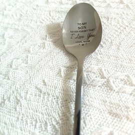 My Son Gifts Spoon from Mom Never Forget That I Love You Spoons Gifts for Son Christmas Birthday Gifts for Son Stepson Coffee Tea Lovers Gifts for Son Sons Stainless Steel Spoon