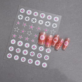 PALUMMA Embossed Butterfly Nail Stickers, Beautiful Nail Stickers for Nail Art, Pink, Nail Accessories for Nail Art (Stars)