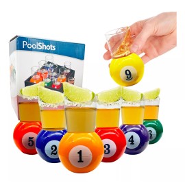Grupo Carnavallia Juego 9 Vasos Shot Bola Billar Caballitos Bebidas Fiesta