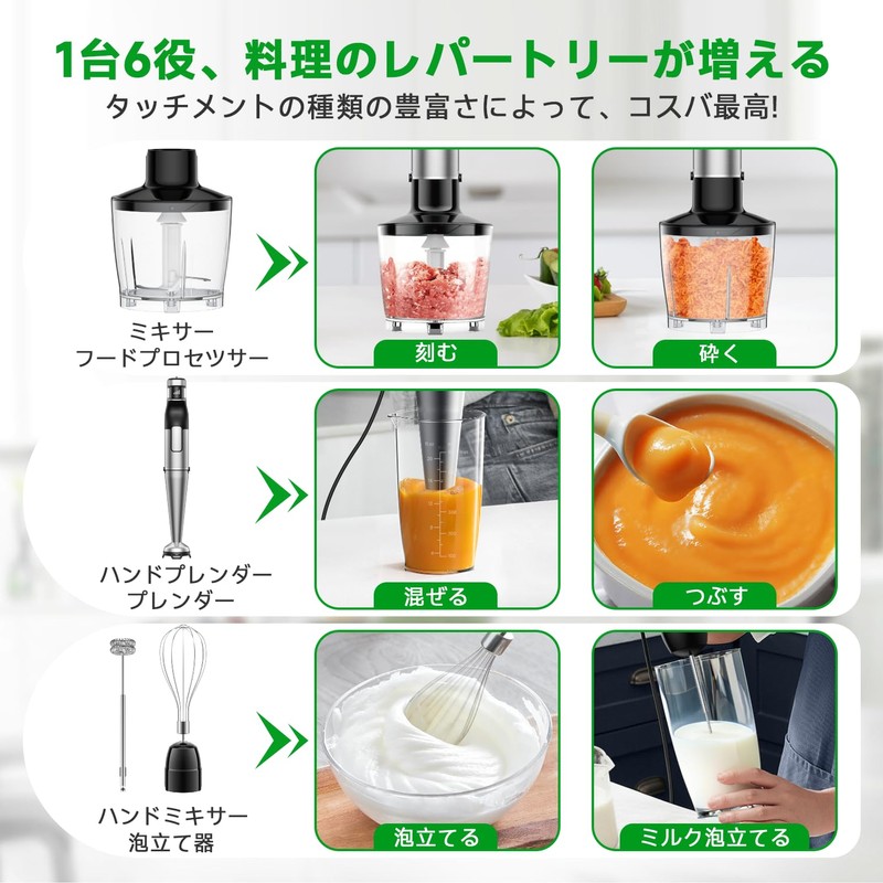 Immersion Handheld Blender 1100W Corded Hand Blender Trigger Variable Speed