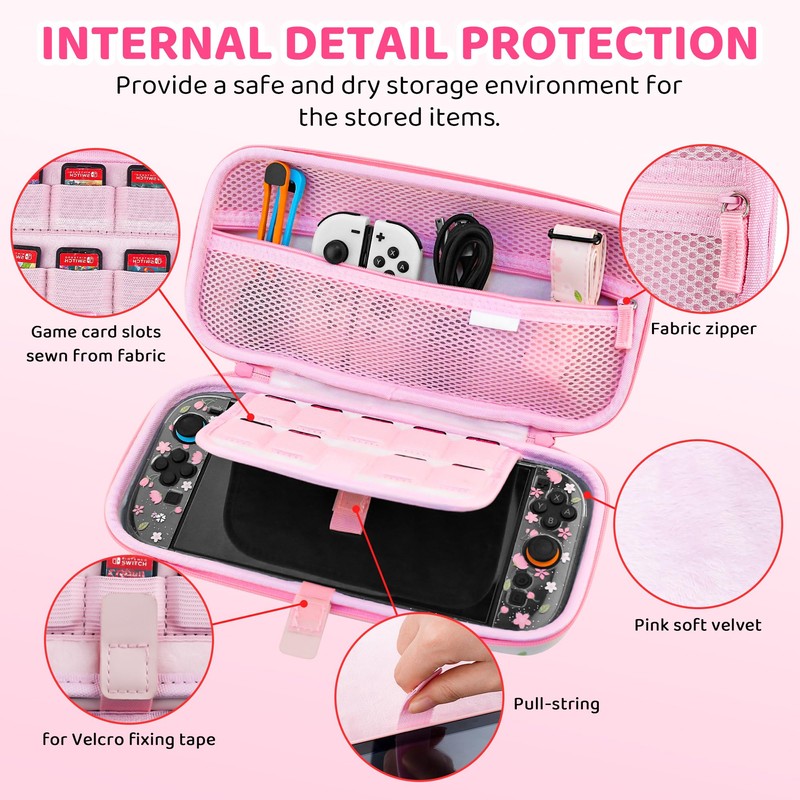FUNDIARY Travel Carrying Case for Switch 2 with Pink Sakura