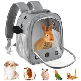 DBNESS Guinea Pig Carrier Backpack, Portable Small Pet Travel Carriers with Water Bottle Holder & Detachable Pad, Outgoing Carring Bag for Bearded Dragon Bunny Sugar Chinchilla Gerbil Hamster Bird