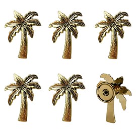 WBNYX Gold Palm Tree Cabinet Knobs - 6 Pcs Coconut Tree Drawer Pulls for Dresser, Cupboard, Furniture, Kitchen & Home Decor - Single Hole Handles