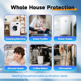 PUREPLUS 1-Stage Whole House Water Filter, with Iron Manganese Reducing Water Filter, 10"x4.5" Cartridge Universal Housing, Pre-Filtration System for Well Water, 1" NPT Port, Pressure Release