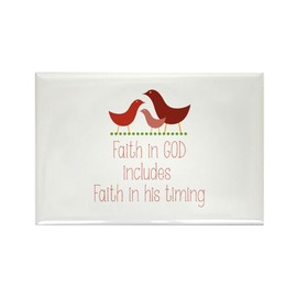 CafePress Faith God Timing Magnets Rectangle Magnet, 3"x2" Refrigerator Magnet