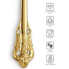 KEAWELL - Juego de 4 tenedores de cena de lujo, acero inoxidable 18/10, 8 pulgadas, apto para lavaplatos, pulido con espejo, juego de tenedores de cubiertos (dorado)