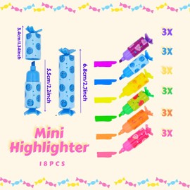 OMZSXK Mini Highlighter, Pack of 18 Candy Textliner Pens for Children Students, Funny Pens Stationery Cute Kawaii Highlighter Marker for Gifts Party Birthday School Party Bag Fillings
