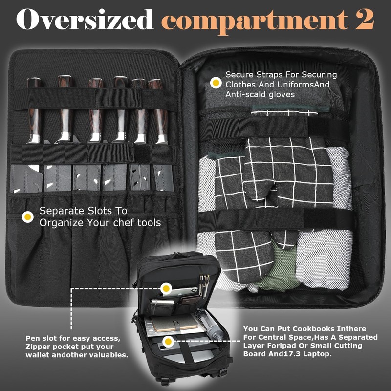 XINTREY Tactical Chef Knife Backpack Professional Knife Carrying Bag Travel