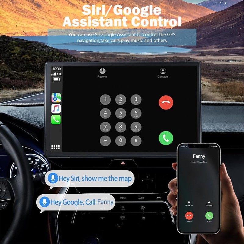 Wireless Carplay Screen for Car 7" Portable Apple Carplay &
