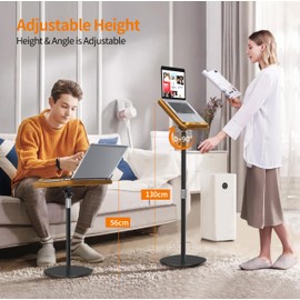 NAMON Book Stand for Reading Made of Wooden and Sturdy Metal Build, Height Adjustable Floor Holder Stand with Page Paper Clip, Can Be Used as Cookbook Stand, Music Stand, Projector Stand, Laptop Stand