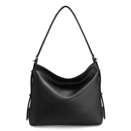 befen Black Genuine Leather Hobo Bags Purse for Women, Womens Crossbody Bag Leather Purses Shoulder Handbags with Adjustable Shoulder Strap