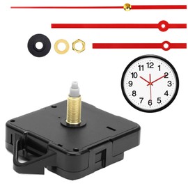 CAISYE Silent Clock Movement Set, Clock Movement for Wall Clock 24 mm, Includes Clock Hands, Robust, Clock Replacement Parts, Repair Kit (Red)