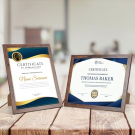 PETAFLOP Wooden 8.5x11 Picture Frame Set of 18, Rustic Brown Certificate Frames Fits 8.5 by 11 for Wall or Tabletop Display