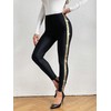 SweatyRocks Women's Casual High Elastic Waist Leggings Rhinestone Side Skinny