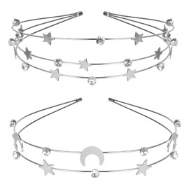 Yeomju Rhinestone Star Headband, Set of 2 Headband for Girls and Women, Flexible Design for Weddings and Celebrations, Elegant Handmade Stars Hair Band