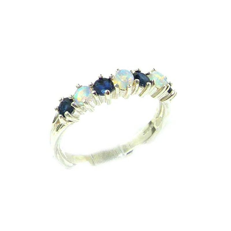 LetsBuySilver 925 Sterling Silver Real Genuine Opal & Sapphire Womans
