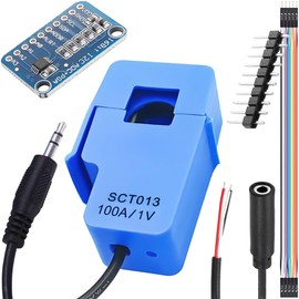 DAOKAI SCT-013-000 Non-Invasive Split Core Current Transformer AC 100A/1V + ADS1115 ADC Conversion Board (Male/Female Connection Cable, Audio Female Cable Included)