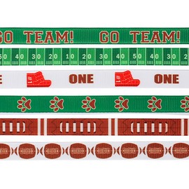 6 Pieces 3 Yards Sports Football Ribbon for Crafting Sewing, 3/8" Width Grosgrain Ribbons for Gift Wrapping, American Football Rugby Craft Ribbons for Hair Bow Sports Supplies