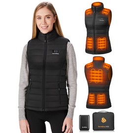 Sevdiea Heated Vest for Women with 16000mAh 7.4V Battery Pack Included，Warming Women's Heated Vest Electric Rechargeable-Black-M