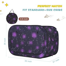 Poray Pop Up Baby Bed Tent Privacy Tent for Toddler Sleeping with 2 Zipper Doors,Breathable Mesh Windows and Portable Carry Bag (Starry Constellation)