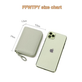 FFWTPY Credit Card Holder for Men and Women PU Leather RFID Protection Card Holder Zip Wallet Card Holder Wallet for 1-12 Cards and Banknotes with ID Window, Green, 主义