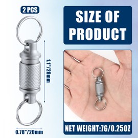 SAVITA 2pcs Titanium Alloy Detachable Key Chain Swivel Key Chain Durable Detachable Keychain Clip Ring Rotating, silver
