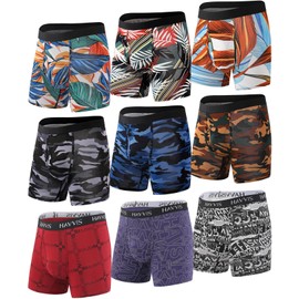 HAVVIS Men's Performance Underwear Boxer Briefs Soft Comfortable Bamboo Viscose Underwear for Men Multipack (XXL, Boxer Briefs : A02-9 Pack)