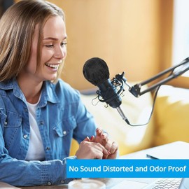 Disposable Microphone Covers, 40pcs Non-woven Windscreen with Elastic Band, Microphone Protection Caps for Recording Rooms, KTV, News Gathering (Black)