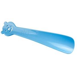 Lantelme 4 teiliges Kinder Schuhanzieher Set Deutsche Herstellung mit kleinen lächelnden Figuren Farbe Grün Blau Gelb Rosa Schuhlöffel Kunststoff Schuhanziehhilfe für Kleinkinder Zuhause Reise 3108