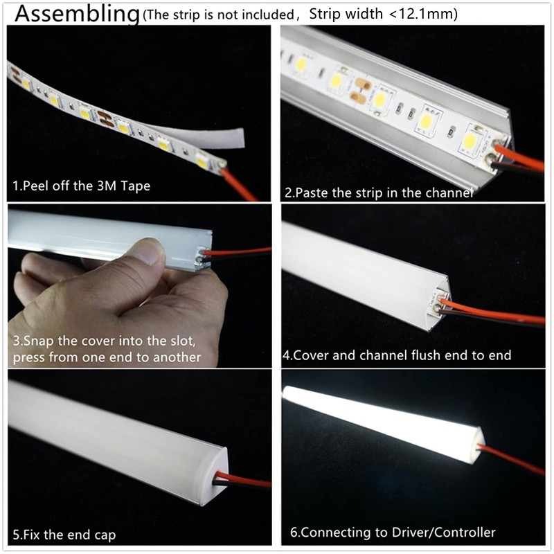 THMOOTHER 10-Pack 3.3FT 1Meter V Shape LED Strip Aluminum Channel