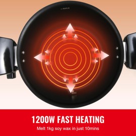 Happybuy 5 Liter Wax Melter for Candle Making, Large Electric Melting Pot with Easy Pour Spout, 4-Level Temperature Control, Easy Clean for Candle, Soap, Cream, Beauty, Bulk Production, Home Use