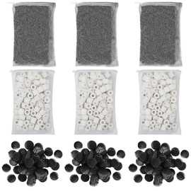 Flexzion Fish Tank Filter Media - Bio Balls for Aquarium Filter, Ceramic Rings & Activated Carbon Pellets in Mesh Bags - Biological, Chemical, & Mechanical Filtration Fresh & Saltwater Aquarium, 3 Set