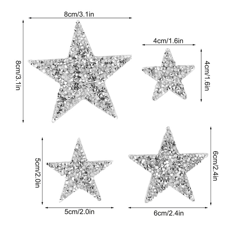 20pcs Rhinestone Star Patches Exquisite Beautiful Iron On Patches Sew