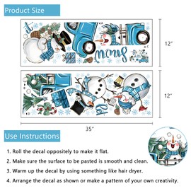 Yovkky Let It Snow Winter Snowman Wall Decals Stickers, Blue Truck Christmas Tree Snowflakes Home Bedroom Decor, Pine Cones Xmas Gifts Holiday Living Room Kitchen Decorations Art