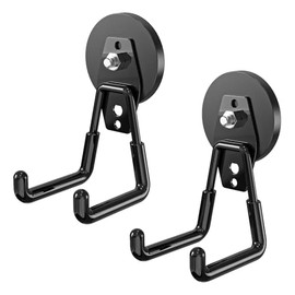 2-Pack Large Heavy-Duty Magnetic Garage Hooks - Strong Magnetic Tool and Utility Hooks with Anti-Scratch Rubber Coating - Ideal for Garage, Workshop, Tool Cart, and Outdoor Storage