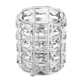 Tiardey Crystal Makeup Brush Holder Organiser Eyebrow Comb Brush Pen Pencil Cup Container Cosmetic Storage Organiser (Silver)
