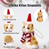 Christmas Cat Ornament with Hat & Scarf, Mini Plush Kitten