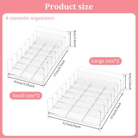 FwQoFvk 4 Pcs Makeup Palette Organizer, Clear Plastic Eyeshadow Palette Organizer, Divided Eyeshadow Display Stand Rack for Home Bathroom Dresser 17 x 12.5 x 4 cm,17 x 8.5 x 4 cm