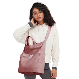 KALIDI Corduroy Tote Bag, Zipper Messenger Bag Shoulder Hobo Anti Splash Crossbody Bag Casual Work Shopping Women Pink
