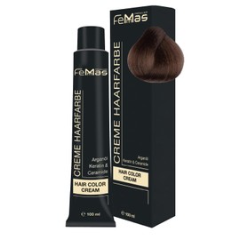 FemMas Hair Colour, Professional Cream Hair Colour with Argan Oil, Keratin & Ceramides, as Permanent Hair Colouring or Tint for Radiant, Durable Colour Results, Light Blonde Intensive 8.0, 100 ml