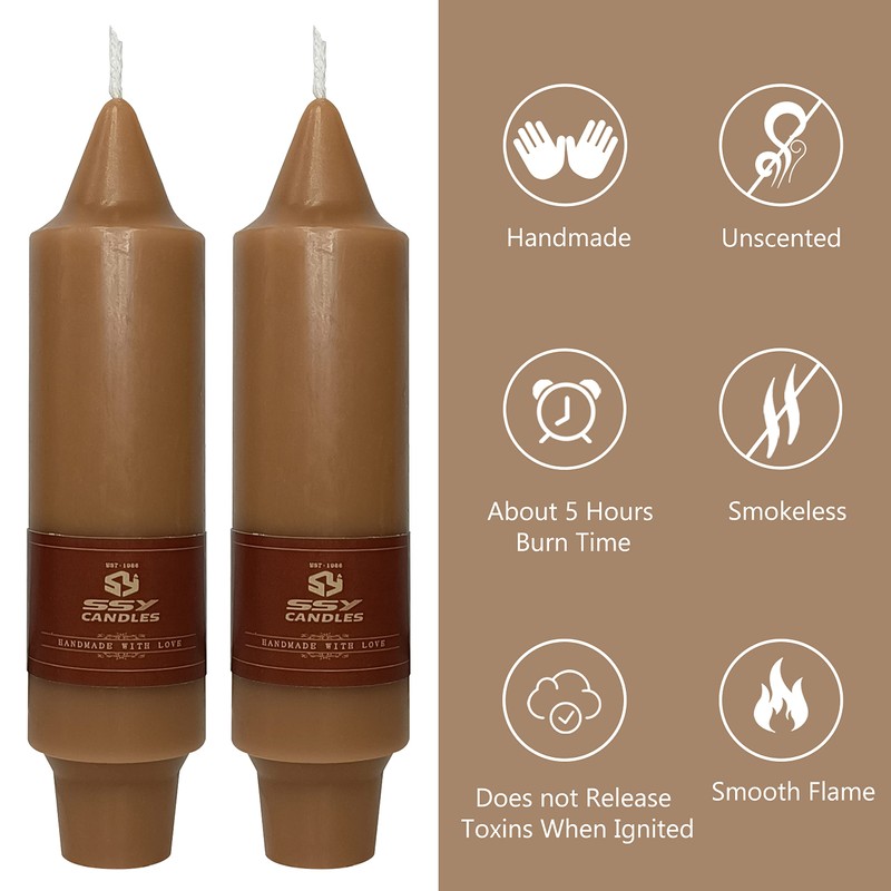 5 Inch Short Taper Candles Handmade Unscented Smokeless Set of