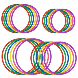 SRIZIAN Throwing Game Set, 24Pcs Plastic Toss Rings Speed and Agility Training Games Sets for Party Favor Games Carnival Garden Indoor Outdoor Sports(4 Size, 6 Color)