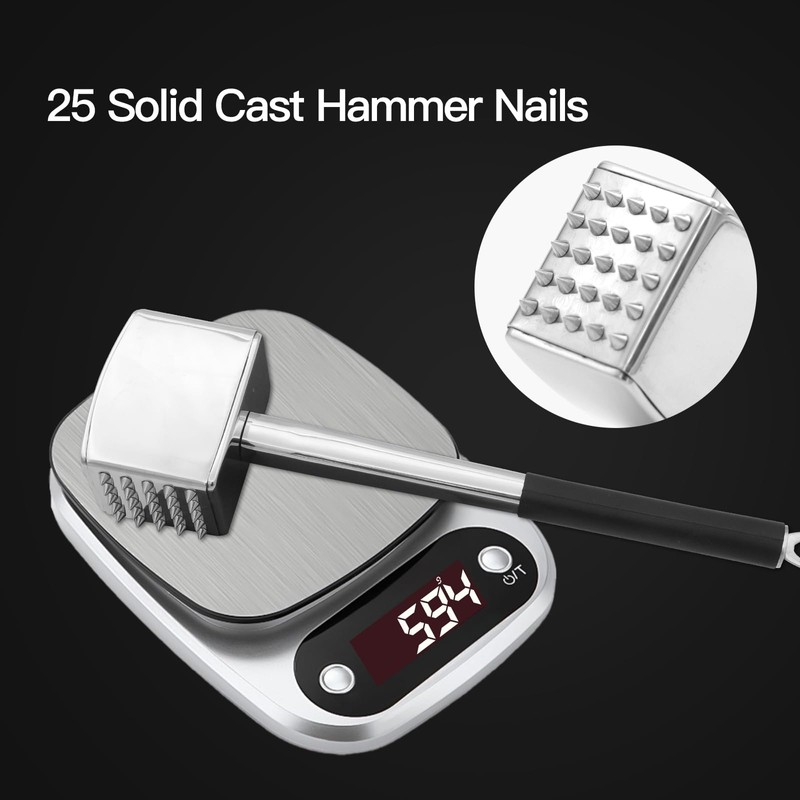 Meat Tenderizer, 304 Stainless Steel Meat Hammer, Heavy Duty Kitchen