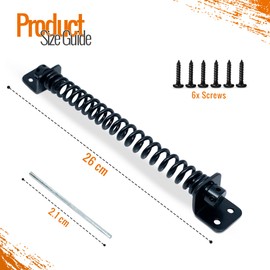 Gate Spring Closer for Wooden Gate Automatic Door Closer with Black Powder Coating Weather Resistant, Ideal for Outdoor Usage Door Closer Black -10" (250mm)