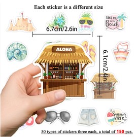 BSITSSS 150 PCS Summer Scrapbook Stickers,Graffiti Beach Stickers for Scrapbooking, Summer Stickers Aesthetic for Hawaii Party Favors Holiday Scrapbooking Journal Craft
